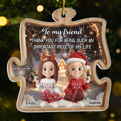 Custom Acrylic Ornament - Personalized Best Friend Christmas Birthday Gifts For Women, Besties, Sisters, BFF - Coffee Chats And Christmas Cheer