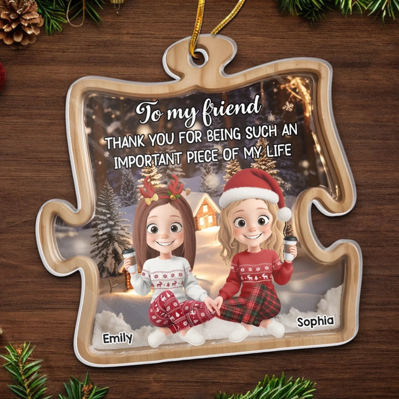 Custom Acrylic Ornament - Personalized Best Friend Christmas Birthday Gifts For Women, Besties, Sisters, BFF - Coffee Chats And Christmas Cheer
