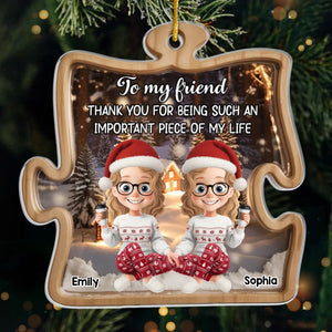 Custom Acrylic Ornament - Personalized Best Friend Christmas Birthday Gifts For Women, Besties, Sisters, BFF - Coffee Chats And Christmas Cheer