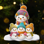 Custom Snowman Acrylic Ornament - Personalized Christmas Birthday Gifts For Mom, Grandma - Joy Found In Family