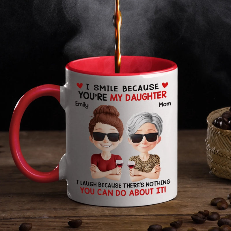 Custom Accent Mug - Personalized Birthday Gifts For Mom, Dad, Daughter, Son - Love Runs In Family