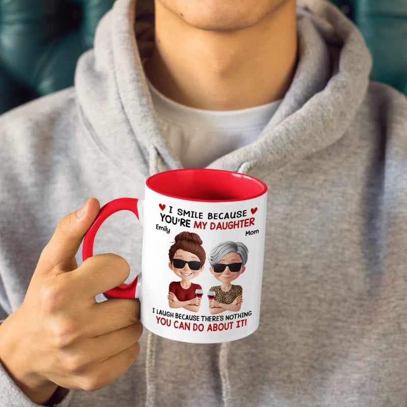 Custom Accent Mug - Personalized Birthday Gifts For Mom, Dad, Daughter, Son - Love Runs In Family