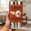 Custom Printed Leather Tumbler - Personalized Birthday Gifts For Dog Lovers, Dog Dad And Mom - Happiness Is A Wag