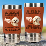 Custom Printed Leather Tumbler - Personalized Birthday Gifts For Dog Lovers, Dog Dad And Mom - Happiness Is A Wag