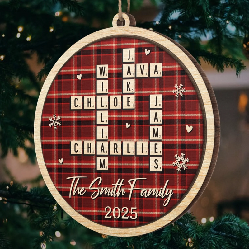 Custom Scrabble Wood Ornament - Personalized Christmas Birthday Gifts For Mom, Dad, Brother, Sister, Kids - Together We Make Spirits Bright