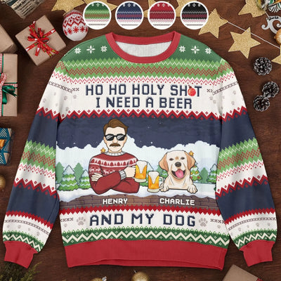 We Need A Beer And Our Cats - Dog & Cat Personalized Custom Ugly Sweatshirt - Unisex Wool Jumper - Christmas Gift For Husband Wife, Pet Owners, Pet Lovers