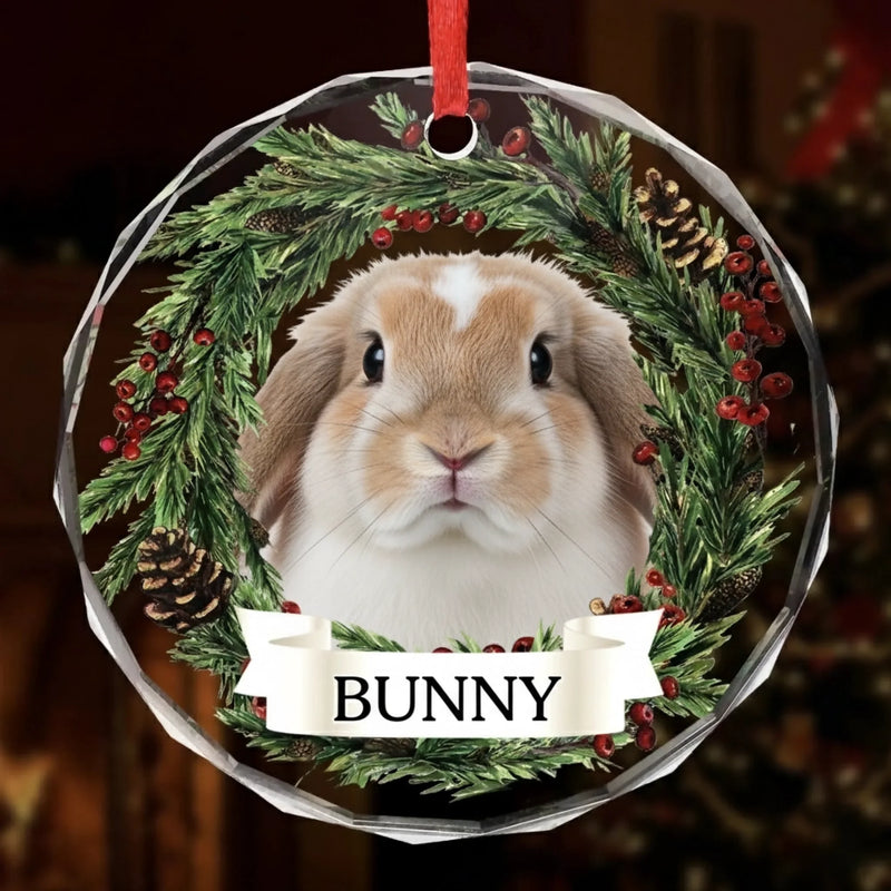 Custom Photo Circle Glass Ornament - Personalized Pet Christmas Memorial Sympathy Gifts For Dogs, Cats - Forever Loved Never Forgotten