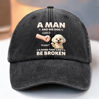 Custom Vintage Washed Denim Baseball Cap - Personalized Birthday Gifts For Dog Lovers, Dog Dad And Mom - Built For Dog Days