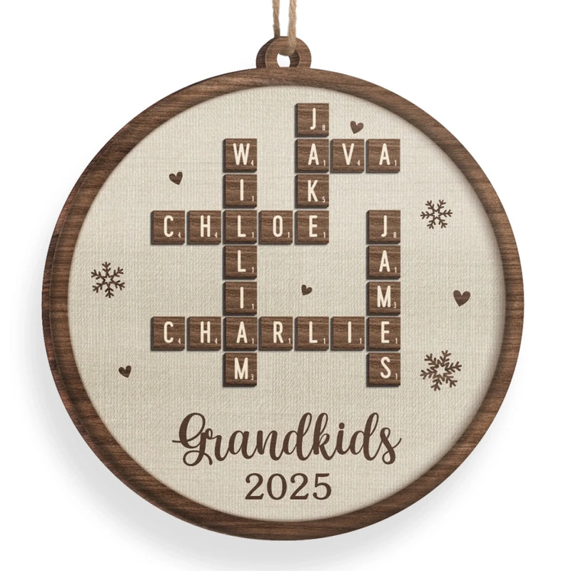 Custom Scrabble Wood Ornament - Personalized Christmas Birthday Gifts For Mom, Dad, Brother, Sister, Kids - Warm Hearts Merry Moments
