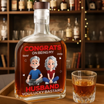 Custom Name Funny Husband Gifts - Personalized Round Whiskey Bottle