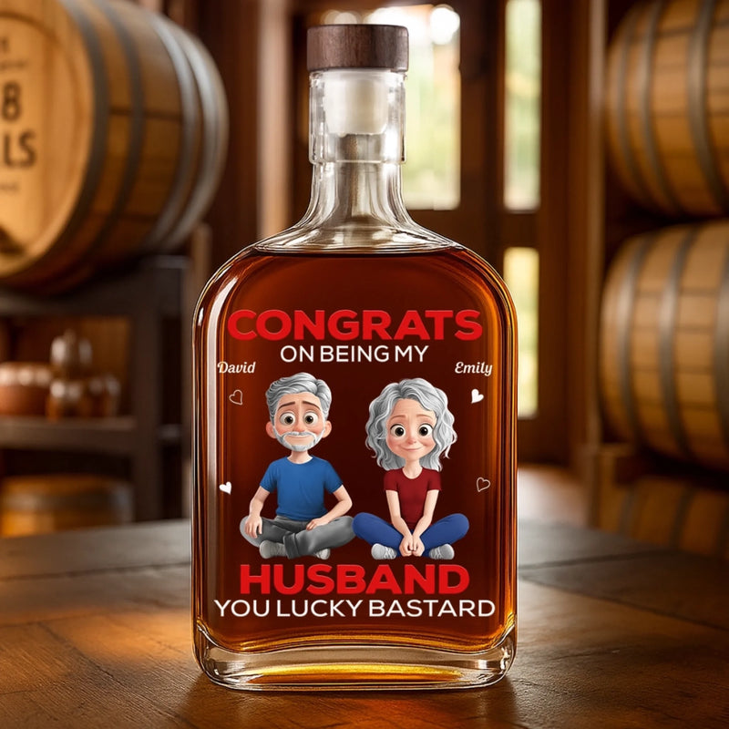 Custom Whiskey Bottle - Personalized Anniversary Wedding Gifts For Husband And Wife, Him And Her, Wine, Bourbon, Whiskey Lovers - Cheers To My Favorite Headache