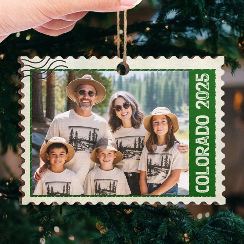 Custom Photo Wood Ornament - Personalized Christmas Birthday Gifts For Mom, Dad, Brother, Sister, Kids - Postmarked With Love