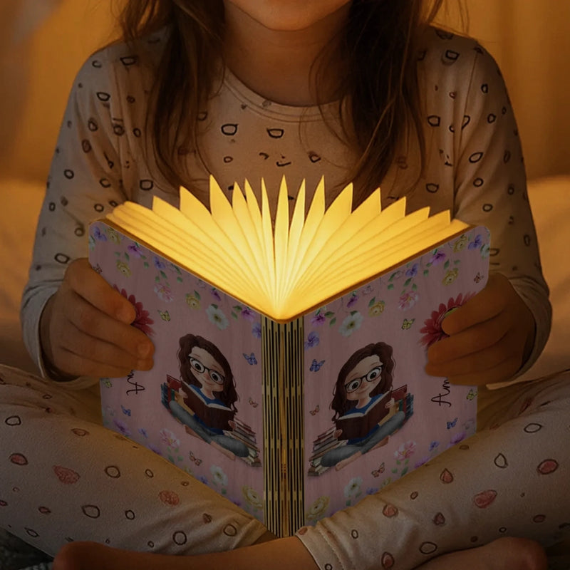 Custom Foldable LED Magic Book Lamp - Personalized Christmas Bookish Gifts For Book Lovers, Bookworms, Readers - Books Light My World