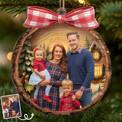 Custom Photo Wood Ornament - Personalized Christmas Birthday Gifts For Mom, Dad, Brother, Sister, Kids - Love Grows Best In Cozy Cabins