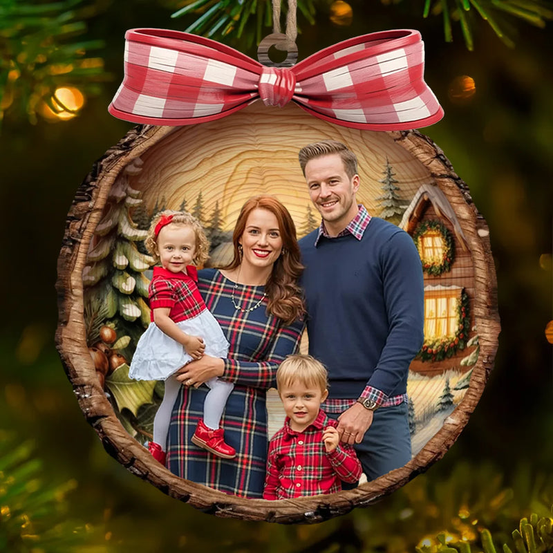 Custom Photo Wood Ornament - Personalized Christmas Birthday Gifts For Mom, Dad, Brother, Sister, Kids - Love Grows Best In Cozy Cabins