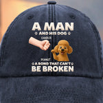 Custom Name Man and His Dog Gifts for Dog Lovers - Personalized Washed Baseball Cap