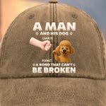 Custom Name Man and His Dog Gifts for Dog Lovers - Personalized Washed Baseball Cap