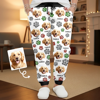 Custom Photo Unisex Sweatpants - Personalized Christmas Birthday Gifts For Dog Cat Lovers, Dog Dad And Mom, Cat Owners - Warm Paws Warm Heart
