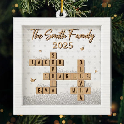 Custom Scrabble Acrylic Ornament - Personalized Christmas Birthday Gifts For Mom, Dad, Brother, Sister, Kids - Cherished Moments Shine The Brightest