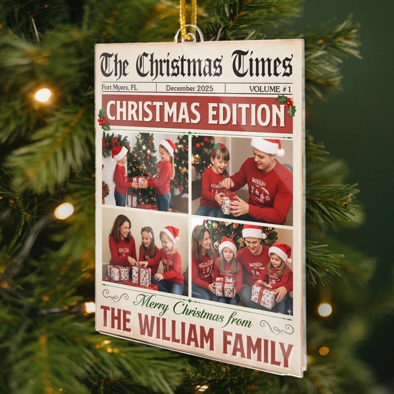 Custom Photo Acrylic Ornament - Personalized Christmas Birthday Gifts For Mom, Dad, Brother, Sister, Kids - Extra, Extra, Love’s The Headline This Year