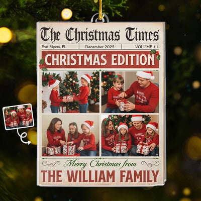 Custom Photo Acrylic Ornament - Personalized Christmas Birthday Gifts For Mom, Dad, Brother, Sister, Kids - Extra, Extra, Love’s The Headline This Year
