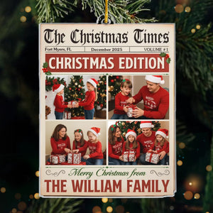 Custom Photo Acrylic Ornament - Personalized Christmas Birthday Gifts For Mom, Dad, Brother, Sister, Kids - Extra, Extra, Love’s The Headline This Year