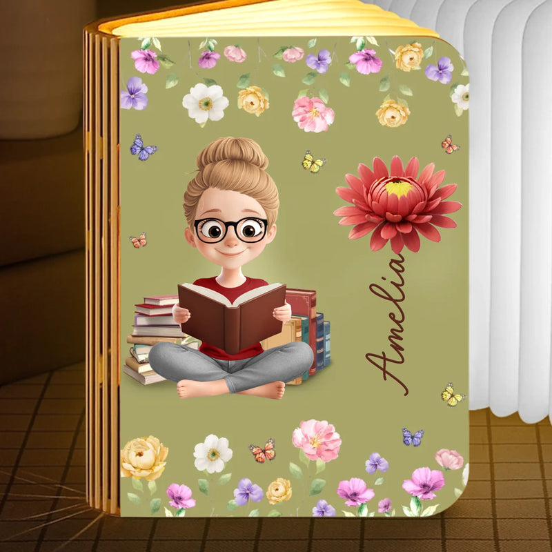 Custom Foldable LED Magic Book Lamp - Personalized Christmas Bookish Gifts For Book Lovers, Bookworms, Readers - Books Light My World