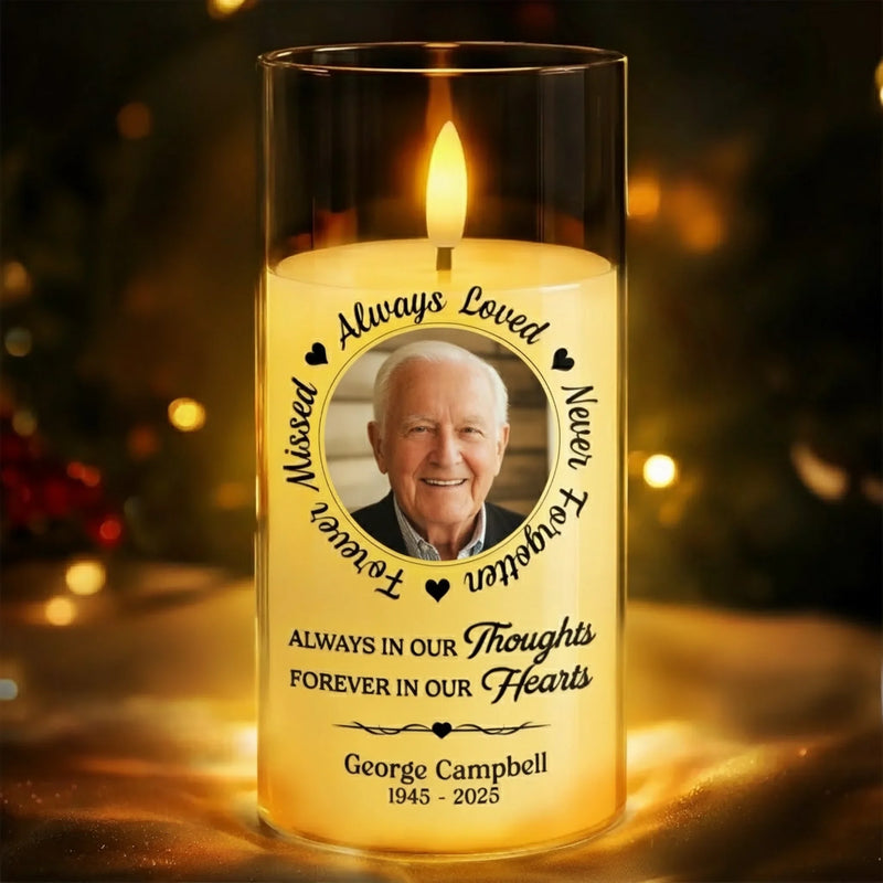 Custom Photo LED Candle Light - Personalized Christmas Memorial Sympathy Gifts For Loss Of Mom, Dad - Love Echoes Through Time And Memory