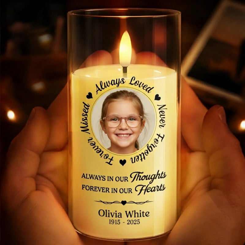 Custom Photo LED Candle Light - Personalized Christmas Memorial Sympathy Gifts For Loss Of Mom, Dad - Love Echoes Through Time And Memory