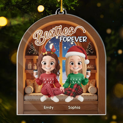 Custom Acrylic Ornament - Personalized Best Friend Christmas Birthday Gifts For Women, Besties, Sisters, BFF - Forever My Partner In Joy