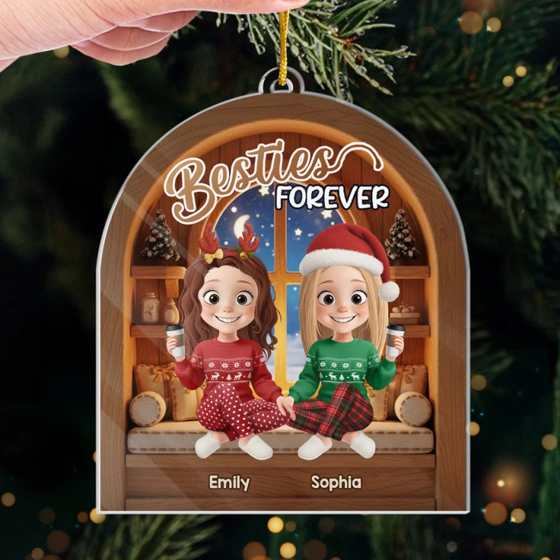 Custom Acrylic Ornament - Personalized Best Friend Christmas Birthday Gifts For Women, Besties, Sisters, BFF - Forever My Partner In Joy