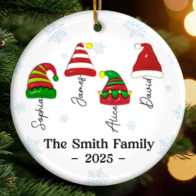 Custom Ceramic Ornament - Personalized Christmas Birthday Gifts For Mom, Dad, Brother, Sister, Kids - Joy Begins Where Family Gathers