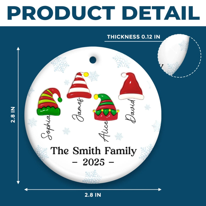 Custom Ceramic Ornament - Personalized Christmas Birthday Gifts For Mom, Dad, Brother, Sister, Kids - Joy Begins Where Family Gathers