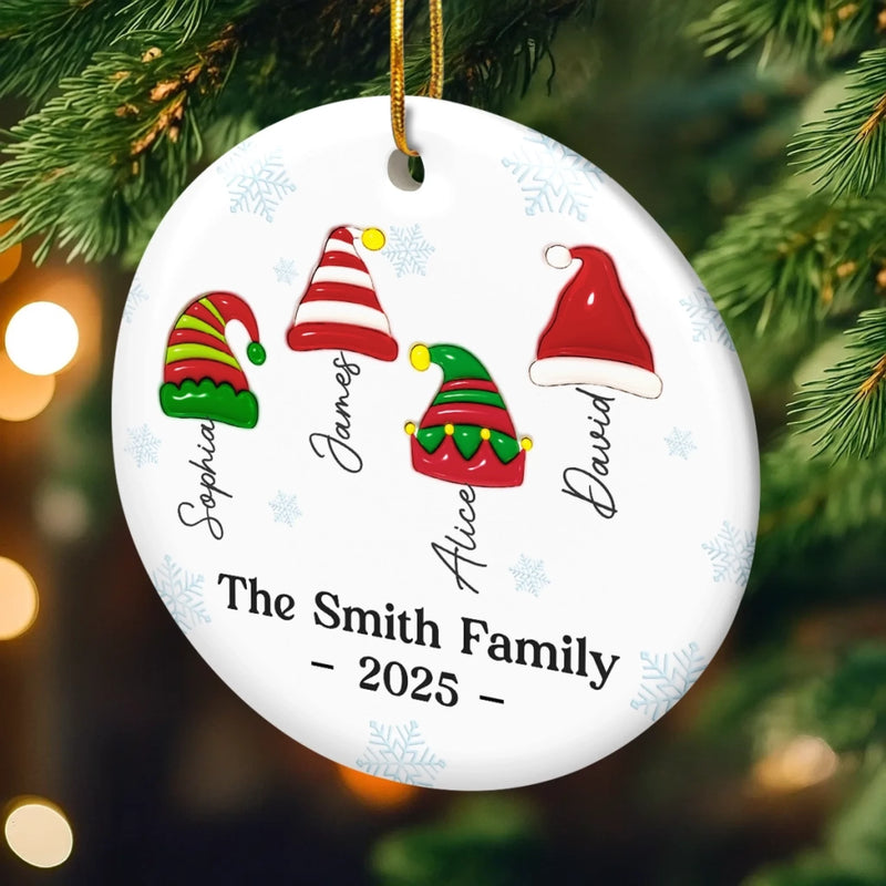 Custom Ceramic Ornament - Personalized Christmas Birthday Gifts For Mom, Dad, Brother, Sister, Kids - Joy Begins Where Family Gathers