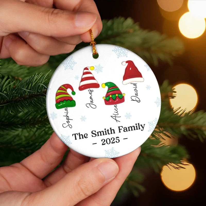 Custom Ceramic Ornament - Personalized Christmas Birthday Gifts For Mom, Dad, Brother, Sister, Kids - Joy Begins Where Family Gathers