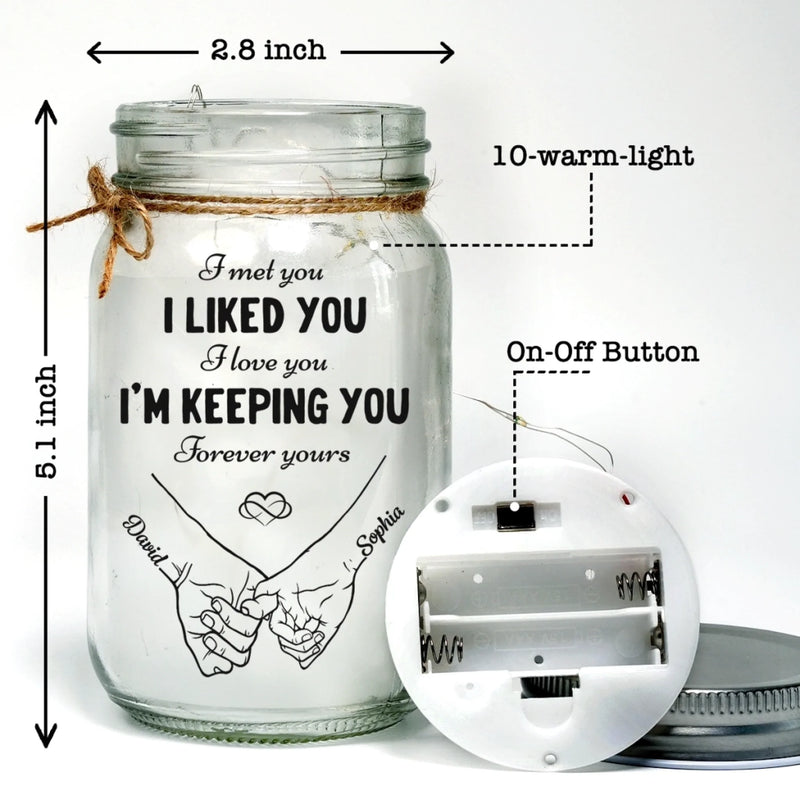 Custom Mason Jar Light - Personalized Anniversary Wedding Gifts For Husband And Wife, Him And Her - Love, Bottled And Glowing