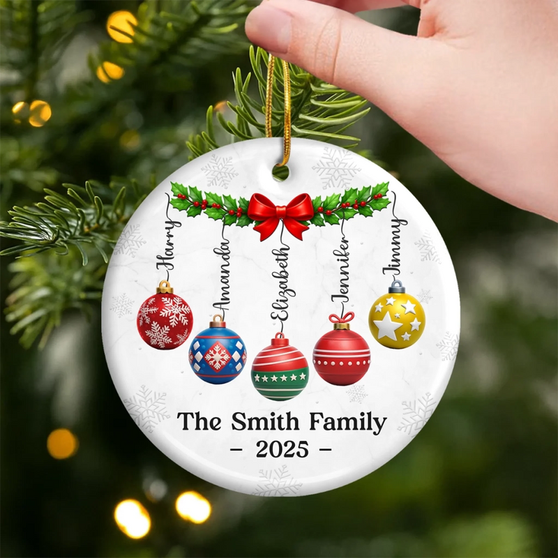 Custom Ceramic Ornament - Personalized Christmas Birthday Gifts For Mom, Dad, Brother, Sister, Kids - Joy Lives Within Us