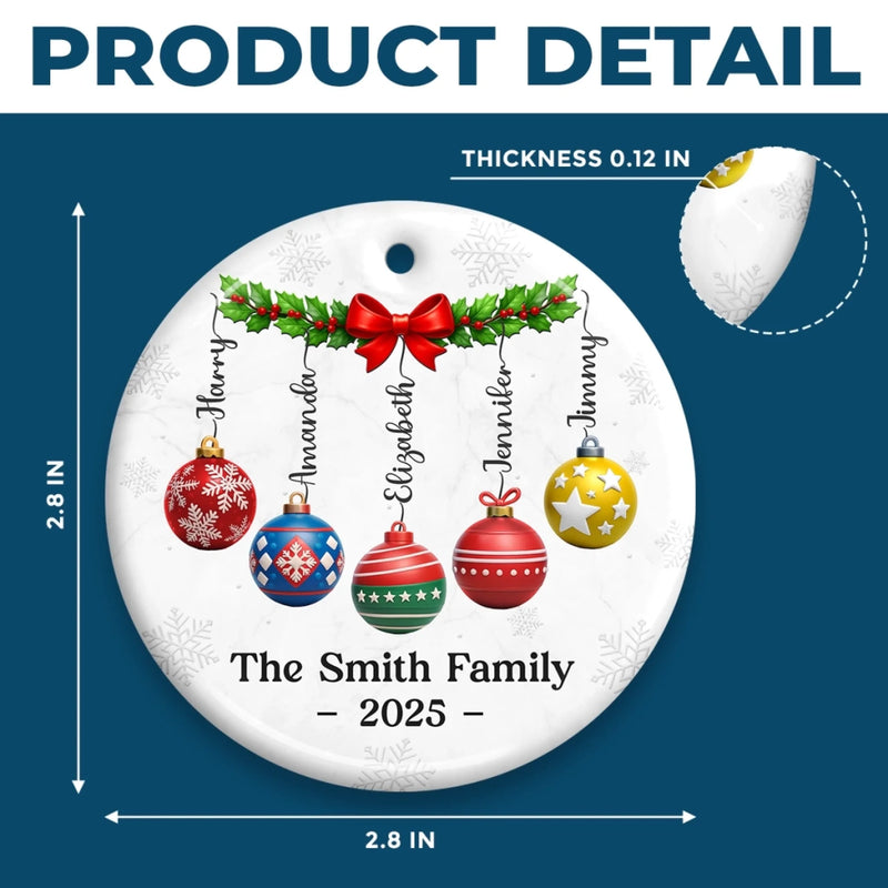 Custom Ceramic Ornament - Personalized Christmas Birthday Gifts For Mom, Dad, Brother, Sister, Kids - Joy Lives Within Us