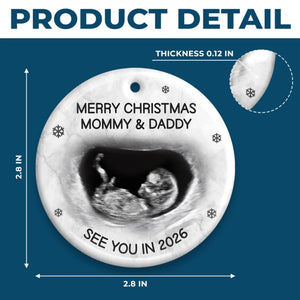 Custom Photo Ceramic Ornament - Personalized Christmas Baby Shower, Gender Reveal Gifts For New Moms, New Dads, New Parents - A Little Elf Arriving Soon