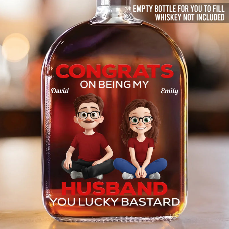 Custom Whiskey Bottle - Personalized Anniversary Wedding Gifts For Husband And Wife, Him And Her, Wine, Bourbon, Whiskey Lovers - Cheers To My Favorite Headache