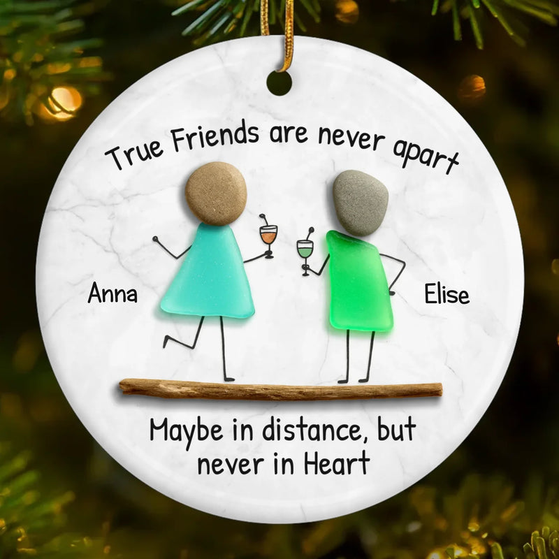 Custom Sea Glass Ceramic Ornament - Personalized Best Friend Birthday Gifts For Women, Besties, Sisters, BFF - Laugh Louder With You