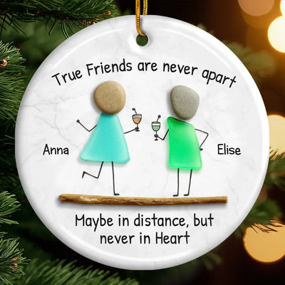 Custom Sea Glass Ceramic Ornament - Personalized Best Friend Birthday Gifts For Women, Besties, Sisters, BFF - Laugh Louder With You