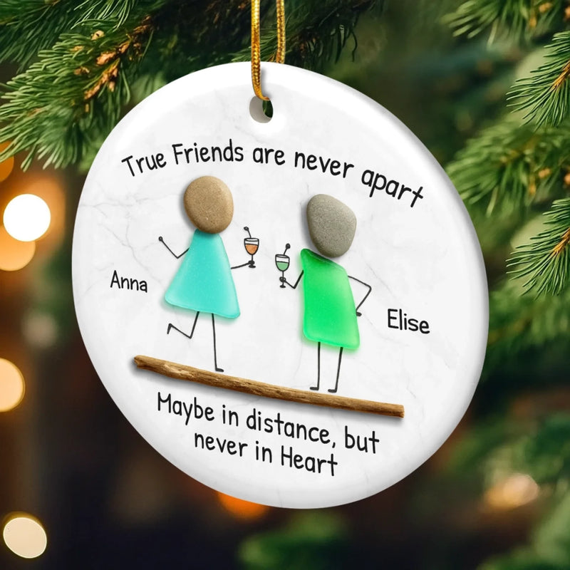 Custom Sea Glass Ceramic Ornament - Personalized Best Friend Birthday Gifts For Women, Besties, Sisters, BFF - Laugh Louder With You