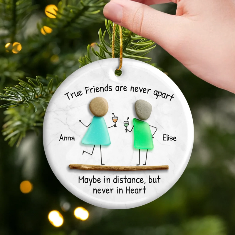 Custom Sea Glass Ceramic Ornament - Personalized Best Friend Birthday Gifts For Women, Besties, Sisters, BFF - Laugh Louder With You