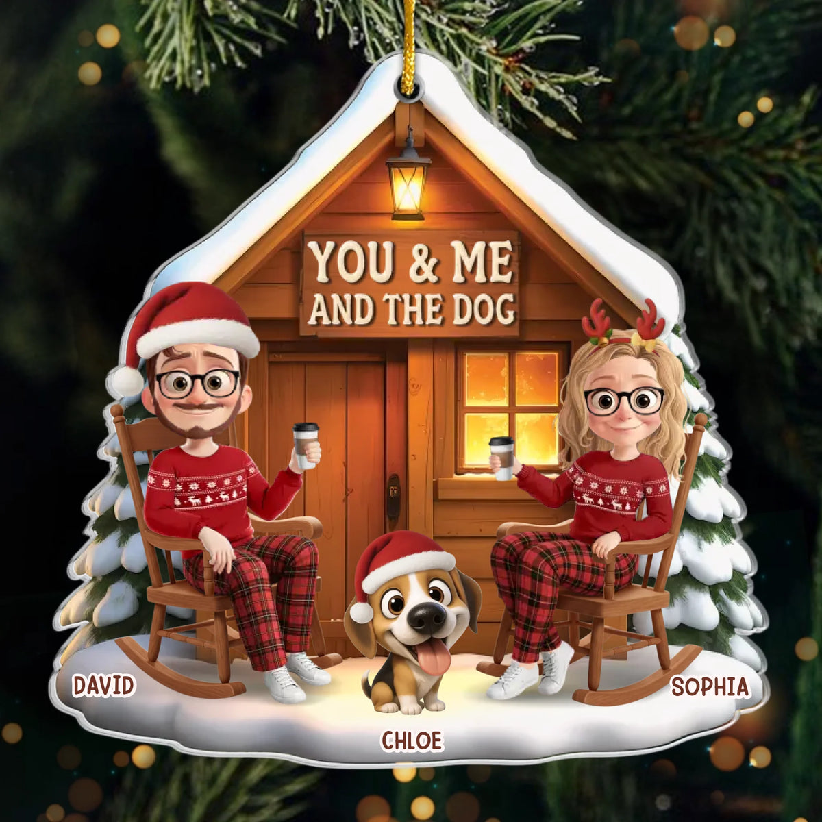 Custom Acrylic Ornament - Personalized Anniversary Christmas Wedding Gifts For Husband And Wife,  Dog Dad And Mom - Together With Our Pup
