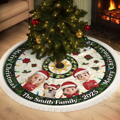 Custom Tree Skirt - Personalized Christmas Birthday Gifts For Mom, Dad, Brother, Sister, Kids - Love Warms Every Winter Night