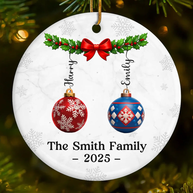 Custom Ceramic Ornament - Personalized Christmas Birthday Gifts For Mom, Dad, Brother, Sister, Kids - Joy Lives Within Us