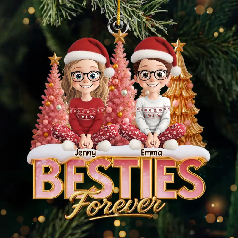 Custom Acrylic Ornament - Personalized Best Friend Christmas Birthday Gifts For Women, Besties, Sisters, BFF - Candy Canes And Endless Laughs