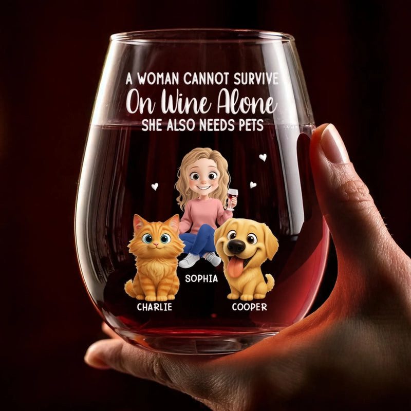 Custom Wine Glass - Personalized Christmas Birthday Gifts For Dog Cat Lovers, Dog Dad And Mom, Cat Owners - Love Is Four Paws