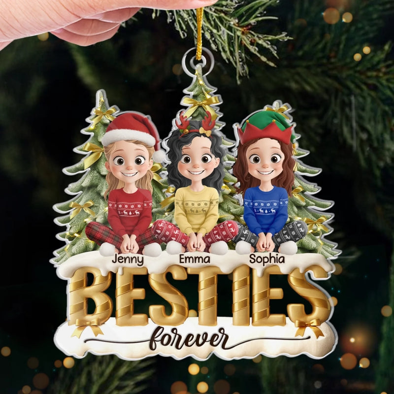 Custom Acrylic Ornament - Personalized Best Friend Christmas Birthday Gifts For Women, Besties, Sisters, BFF - Laughing Through Every Season